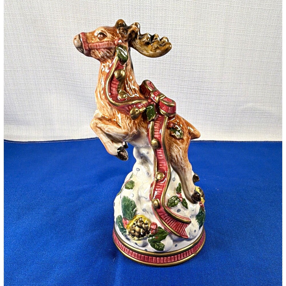 Fitz and Floyd 1993 Reindeer Christmas Bell Heirloom Collection 5.5